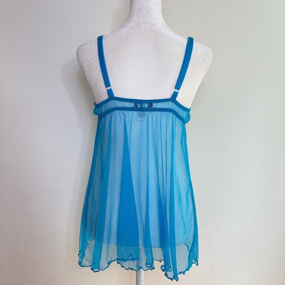 Vintage Y2K Floral Coquette Bow Mesh Cami Chemise Lingerie Phoebe S - Picture 10 of 17